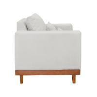 Kit 2 Poltronas Living + Sofá 2 Lugares Base Madeira Linho Bege - 3