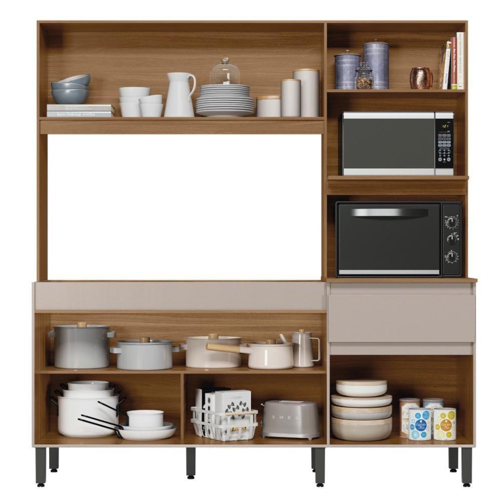 Armário De Cozinha Compacta 5 Portas 1 Gaveta Naves - Amêndola Touch-nude Prime Tx - 3