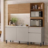 Armário De Cozinha Compacta 5 Portas 1 Gaveta Naves - Amêndola Touch-nude Prime Tx - 1