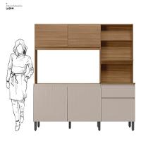 Armário De Cozinha Compacta 5 Portas 1 Gaveta Naves - Amêndola Touch-nude Prime Tx