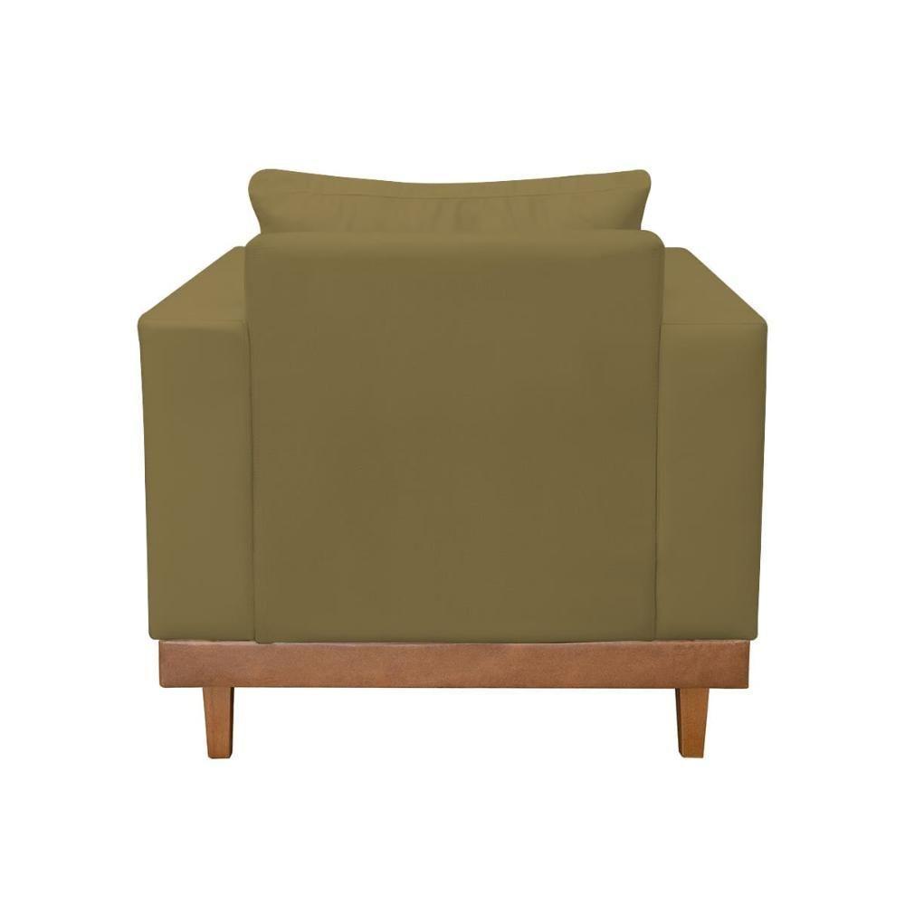 Poltrona Living Resistente Suede Base Madeira Com Almofadas Capuccino - 4