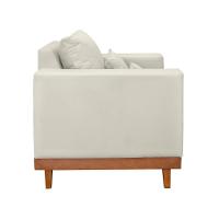 Kit 2 Poltronas Suede Resistentes Base Madeira + Almofadas Bege