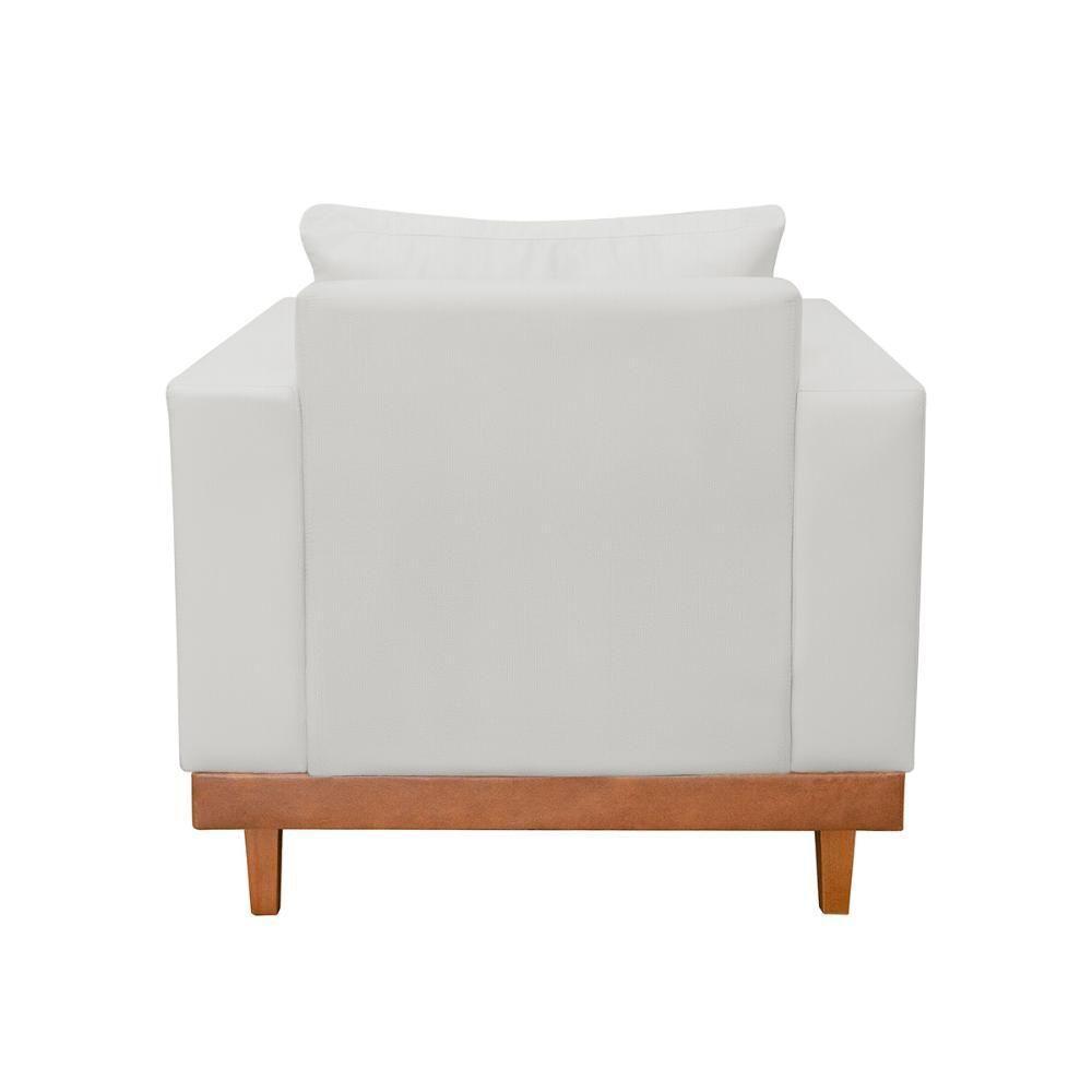 Kit 2 Poltronas Reforçada Linho Pés Base Madeira + Almofadas Bege - 3