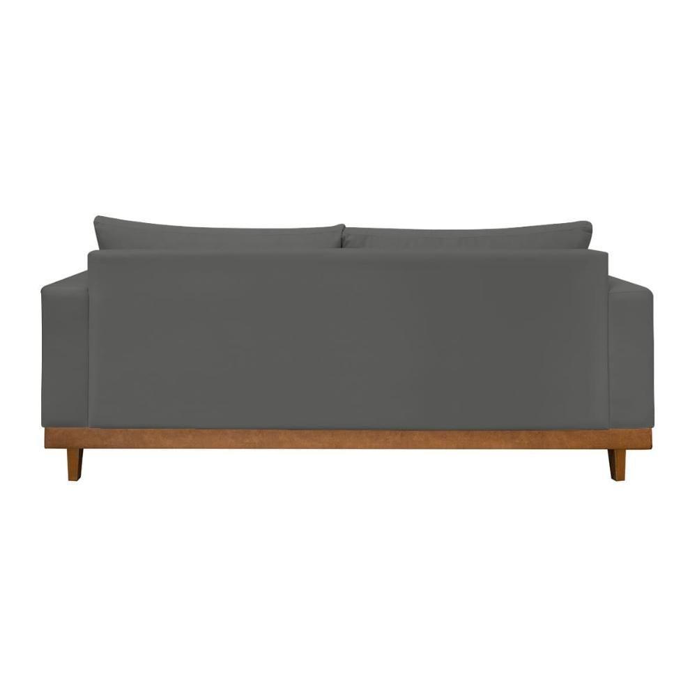 Kit 2 Poltrona + Sofá 2 Lugares Reforçado Base Madeira Suede Cinza - 5