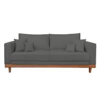 Kit 2 Poltrona + Sofá 3 Lugares Reforçado Base Madeira Suede Cinza - 3