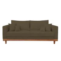 Kit 2 Poltronas Living + Sofá 3 Lugares Base Madeira Suede Marrom - 3