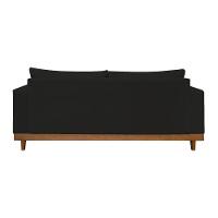 Kit Poltrona + Sofá 3 Lugares Reforçado Base Madeira Suede Preto - 5