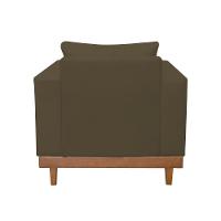 Poltrona Reforçada Suede Pés E Base Madeira Com Almofadas Marrom - 2
