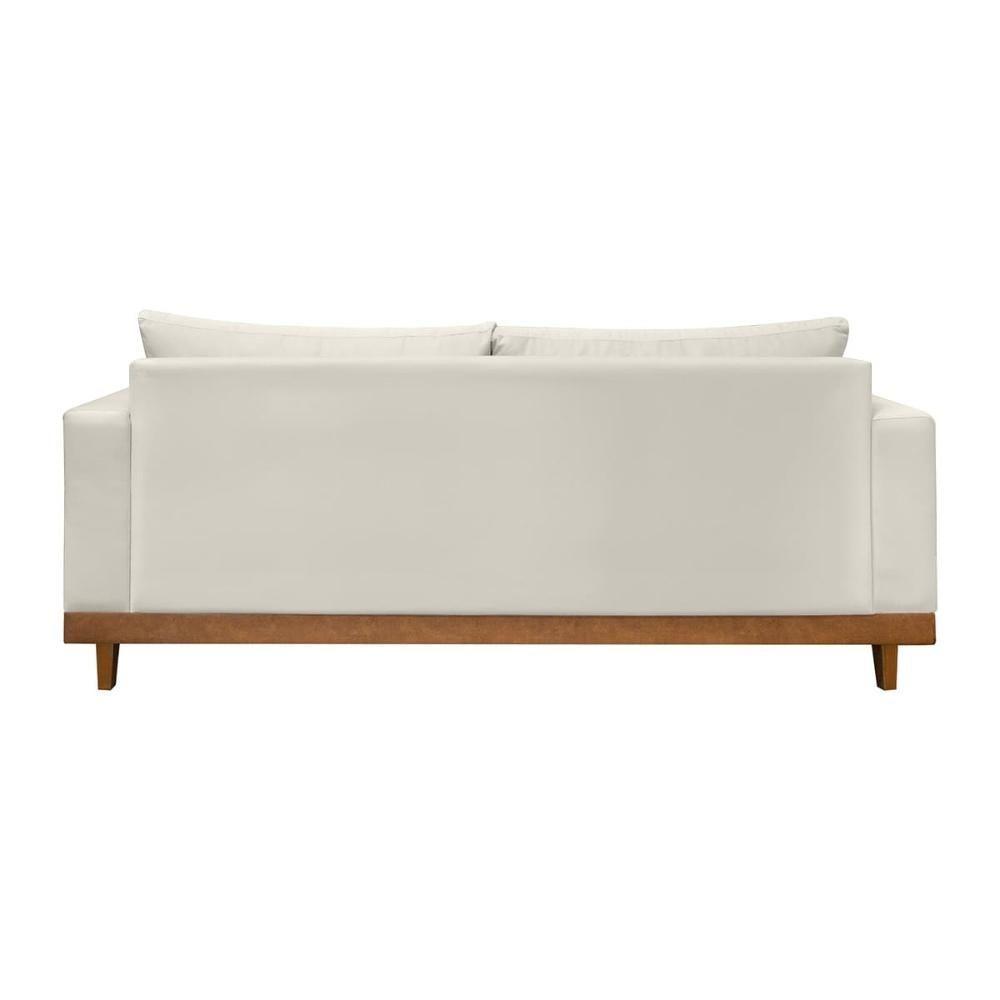 Kit Poltrona + Sofá 3 Lugares Reforçado Base Madeira Suede Bege - 5