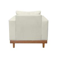 Kit 2 Poltronas Reforçada Suede Pés Base Madeira + Almofadas Bege - 2