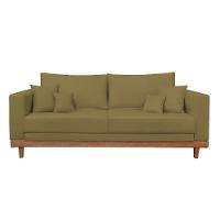 Kit Poltrona + Sofá 3 Lugares Reforçado Base Madeira Suede Capuccino - 5