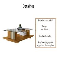 Mesa De Centro Para Sala Frizz Tampo Vidro Cumaru Opala Madetec - 3
