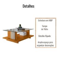 Mesa De Centro Para Sala Frizz Tampo Vidro Cinamomo Off White Madetec - 3