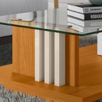 Mesa De Centro Para Sala Frizz Tampo Vidro Cinamomo Off White Madetec