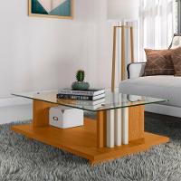 Mesa De Centro Para Sala Frizz Tampo Vidro Cinamomo Off White Madetec - 5