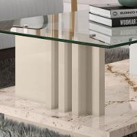 Mesa De Centro Para Sala Frizz Tampo Vidro Calacata Off White Madetec
