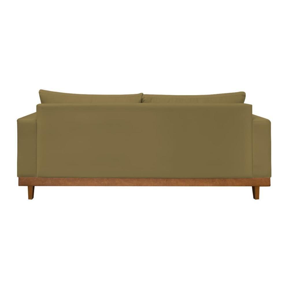 Kit 2 Poltrona + Sofá 3 Lugares Reforçado Base Madeira Suede Capuccino - 4