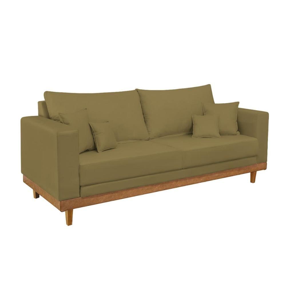 Kit 2 Poltrona + Sofá 2 Lugares Reforçado Base Madeira Suede Capuccino - 2