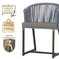 Cadeira De Jantar Noronha Alumínio Marrom E8 Trama Original Prata