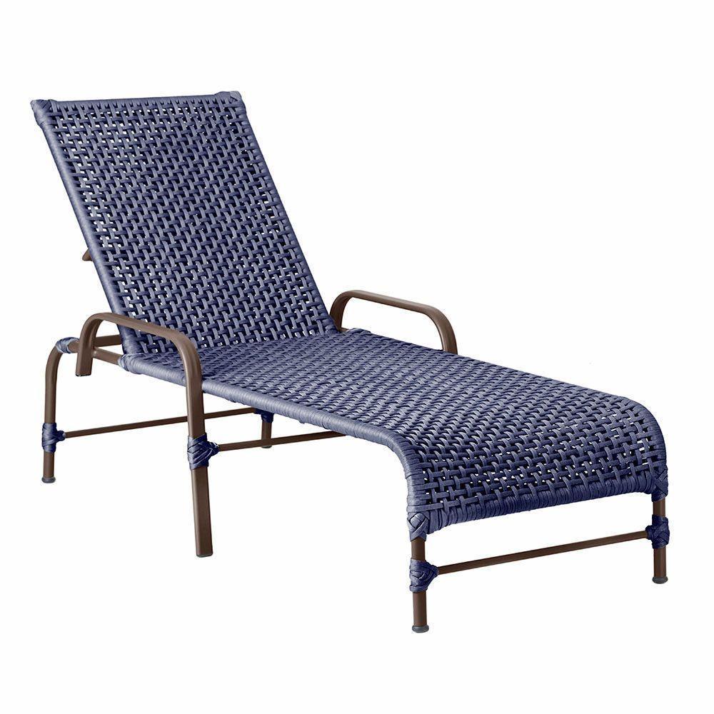 Espreguiçadeira Catar Corda Náutica Piscina Jardim Alumínio Azul - 1