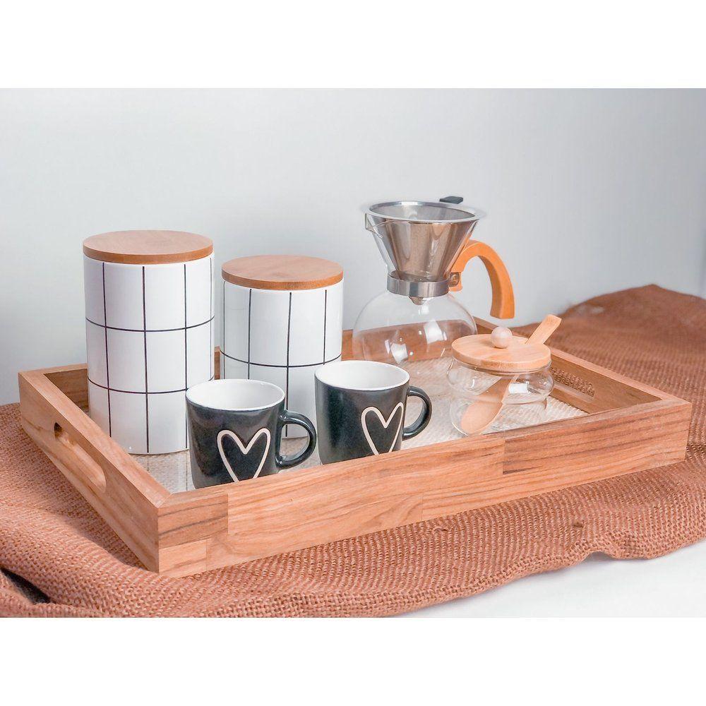 Kit Açucareiro + Jarra 1 Litro Vidro E Bambu - 6