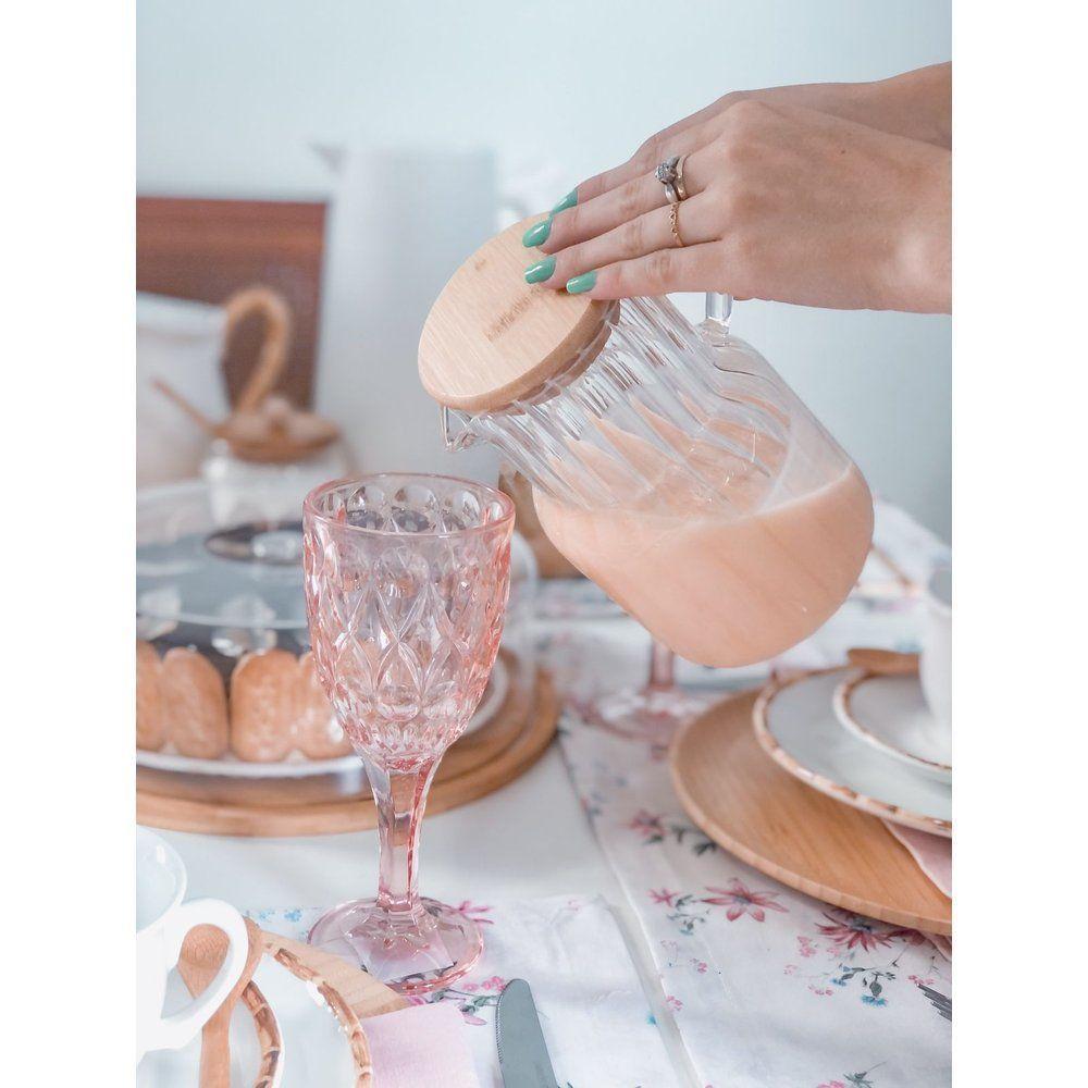 Kit Açucareiro + Jarra 1 Litro Vidro E Bambu - 10