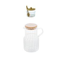 Kit Açucareiro + Jarra 1 Litro Vidro E Bambu - 1