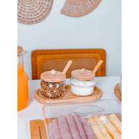 Kit Açucareiro + Jarra 1 Litro Vidro E Bambu - 3