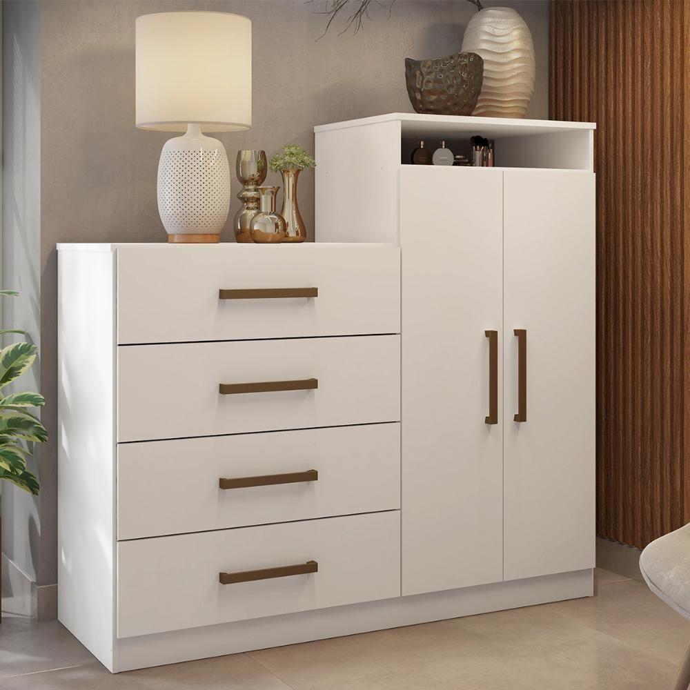 Cômoda 4 Gavetas 2 Portas 1 Nicho Latida - Branco - 1