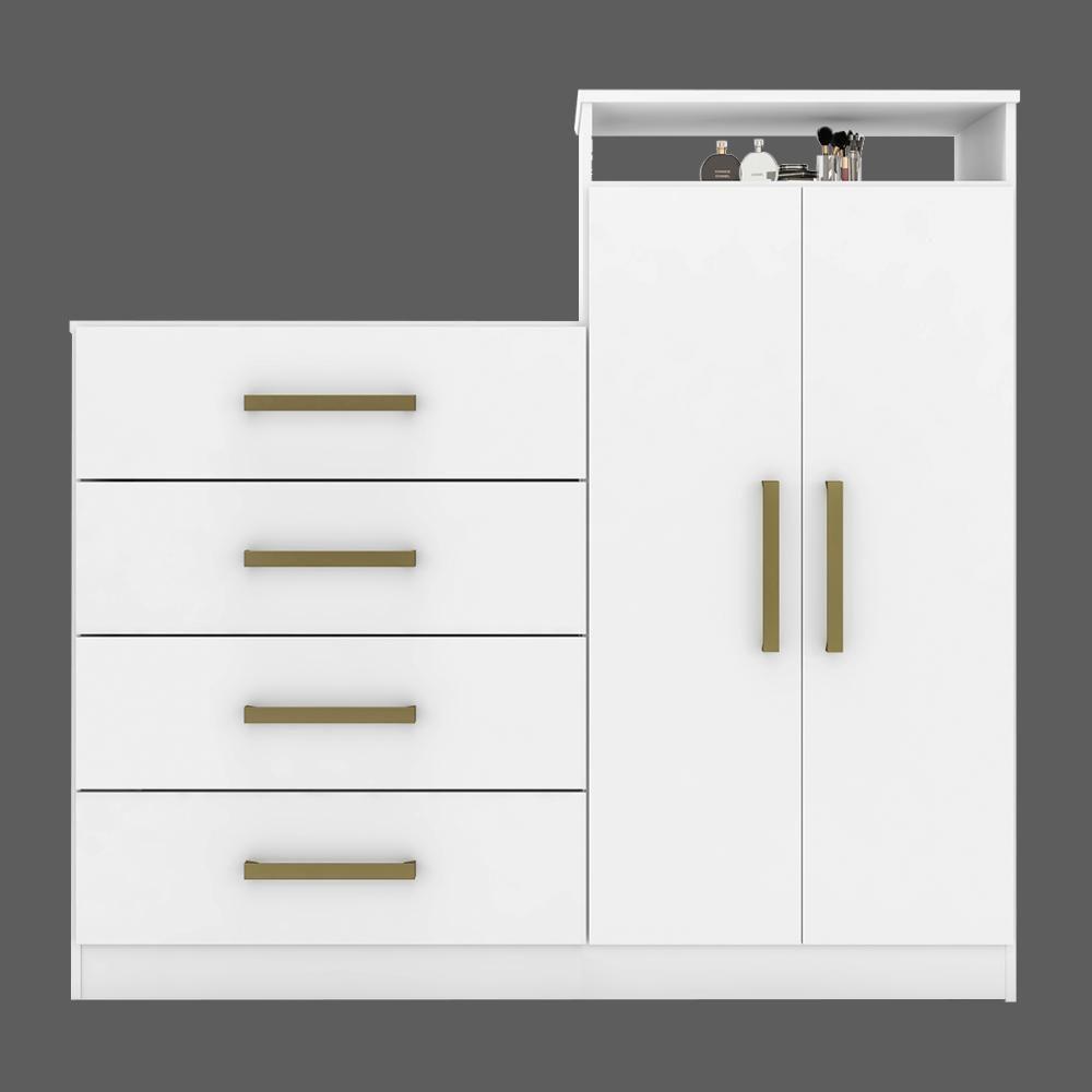 Cômoda 4 Gavetas 2 Portas 1 Nicho Latida - Branco - 2