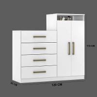 Cômoda 4 Gavetas 2 Portas 1 Nicho Latida - Branco - 5