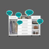 Cômoda 7 Gavetas 2 Portas 1 Cabideiro 1 Nicho Com Rodizios Mônaco - Branco - 2