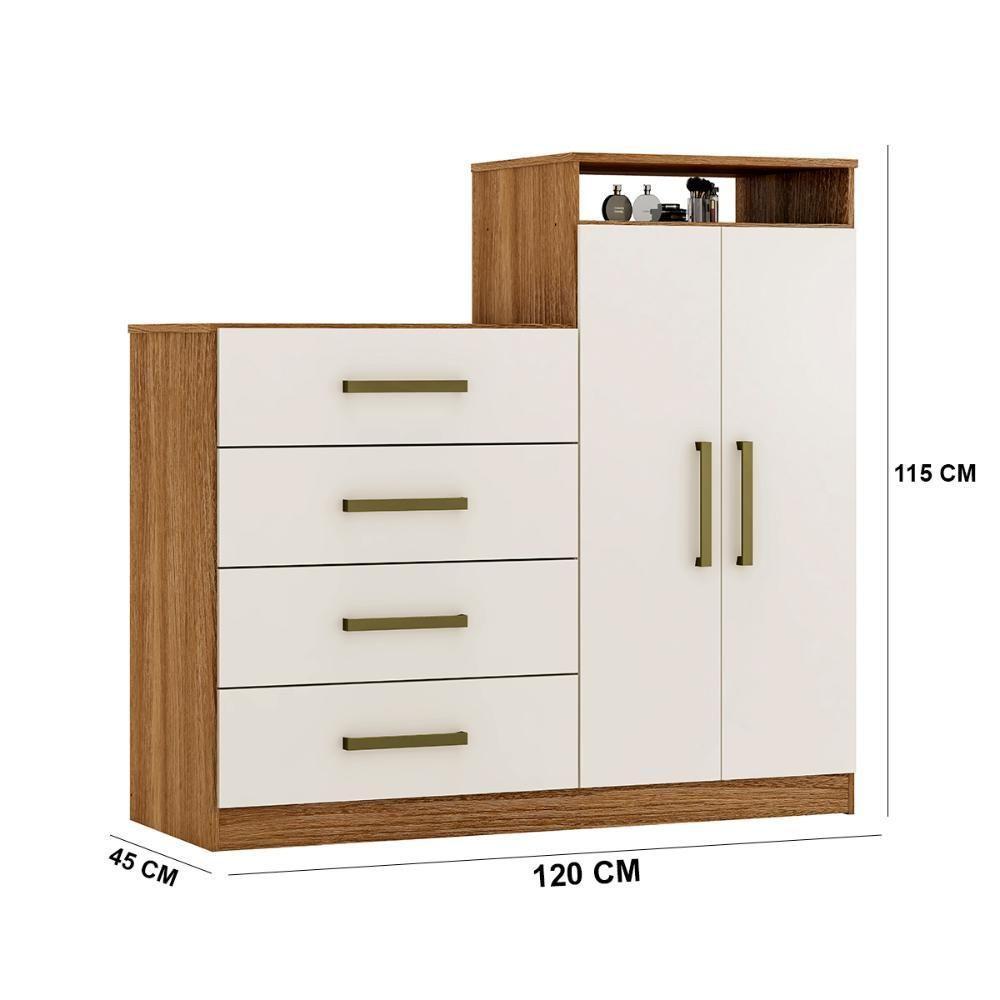 Cômoda 4 Gavetas 2 Portas 1 Nicho Latida - Amendola-off White - 2