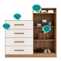 Cômoda 4 Gavetas 2 Portas 1 Nicho Latida - Amendola-off White