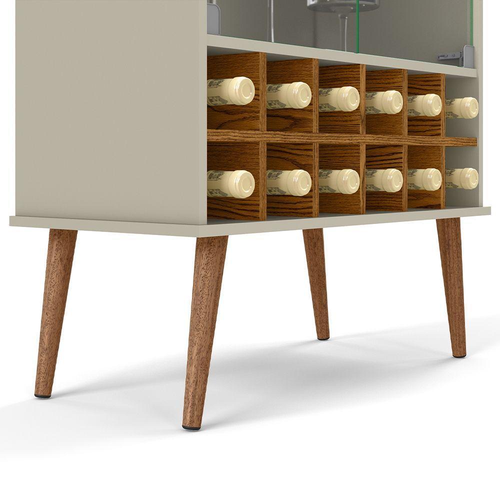 Cristaleira Retro Alto Padrão 2 Porta Vidro Com Adega Luxo off White cumaru - 4