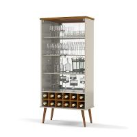 Cristaleira Retro Alto Padrão 2 Porta Vidro Com Adega Luxo off White cumaru - 1