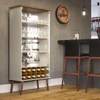 Cristaleira Retro Alto Padrão 2 Porta Vidro Com Adega Luxo off White cumaru - 2