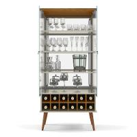 Cristaleira Retro Alto Padrão 2 Porta Vidro Com Adega Luxo off White cumaru - 3