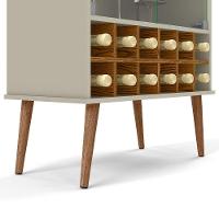 Cristaleira Retro Alto Padrão 2 Porta Vidro Com Adega Luxo off White cumaru