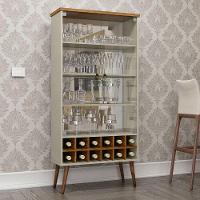 Cristaleira Retro Alto Padrão 2 Porta Vidro Com Adega Luxo off White cumaru - 5