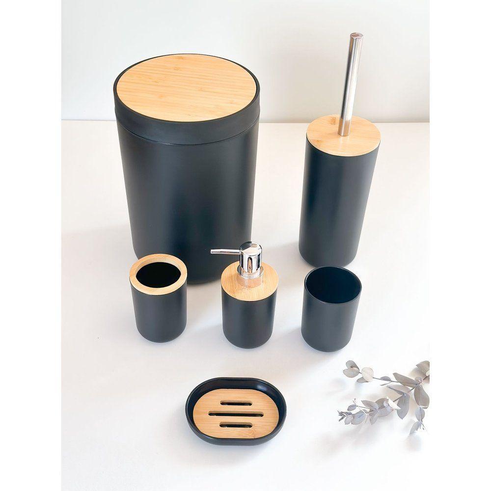 Kit Para Banheiro Em Bambu 6 Peças Preto - 2