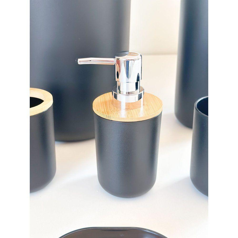 Kit Para Banheiro Em Bambu 6 Peças Preto - 4
