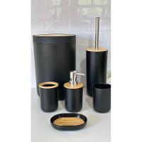 Kit Para Banheiro Em Bambu 6 Peças Preto - 5