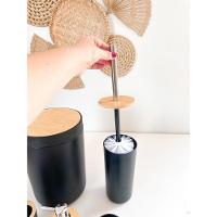 Kit Para Banheiro Em Bambu 6 Peças Preto - 6