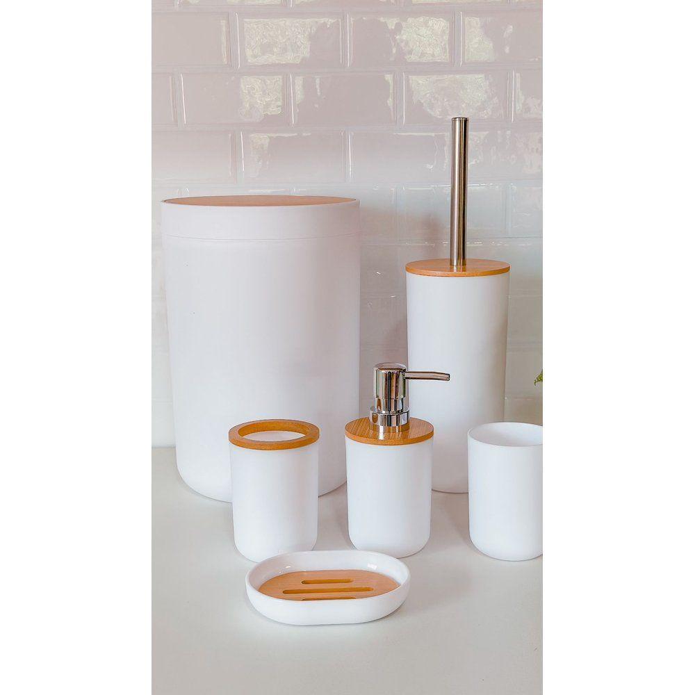 Kit Para Banheiro Em Bambu 6 Peças Branco - 2