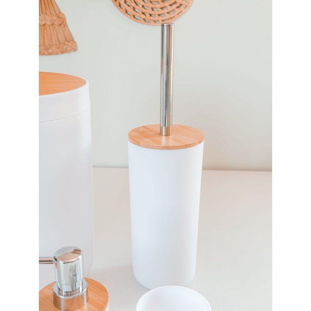 Kit Para Banheiro Em Bambu 6 Peças Branco - 5