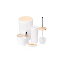 Kit Para Banheiro Em Bambu 6 Peças Branco - 1