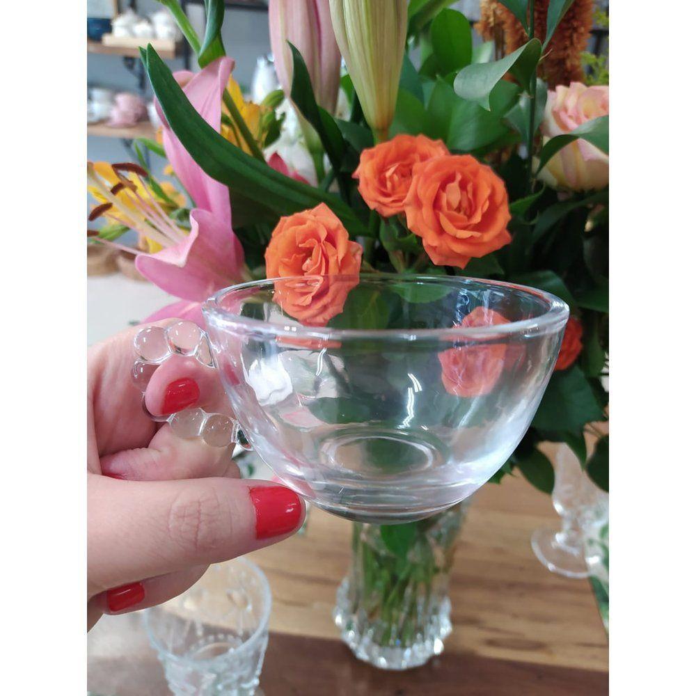 Combo Kit Para Chá 4 Xícaras 180 Ml Com Pires + 4 Pratos Sobremesa Pearl Bolinha Wolff Transparente - 6