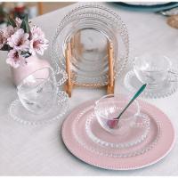 Combo Kit Para Chá 4 Xícaras 180 Ml Com Pires + 4 Pratos Sobremesa Pearl Bolinha Wolff Transparente - 3