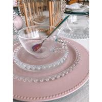 Combo Kit Para Chá 4 Xícaras 180 Ml Com Pires + 4 Pratos Sobremesa Pearl Bolinha Wolff Transparente